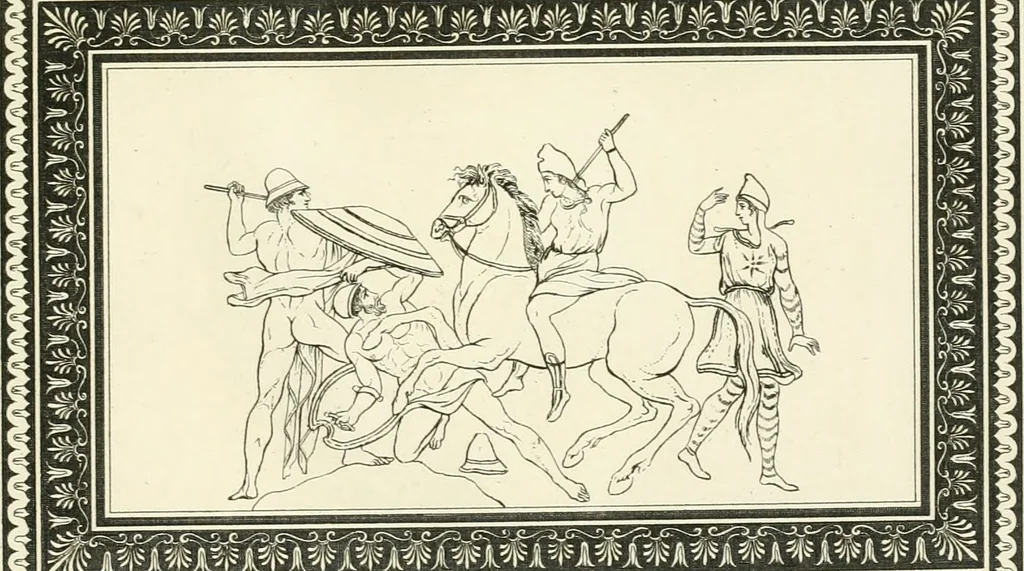 An illustration from Outlines from the figures and compositions upon the Greek, Roman, and Etruscan vases of the late Sir William Hamilton with engraved borders, 1804, leaf 54