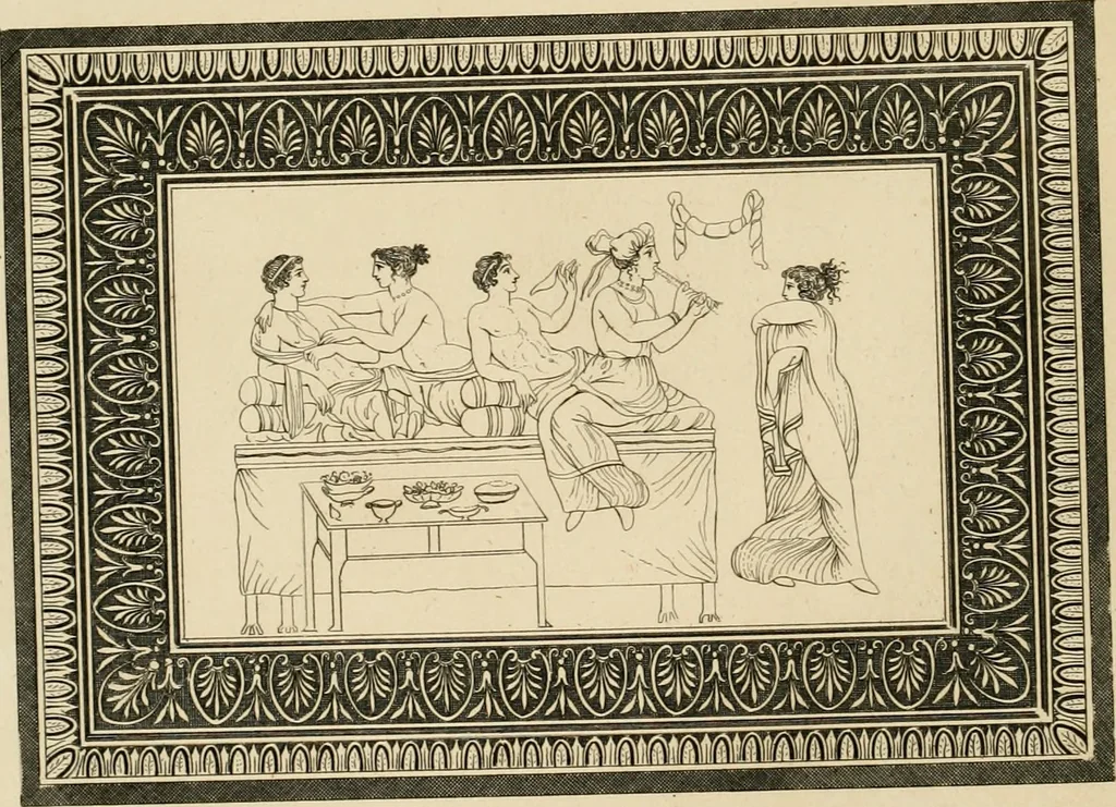 An illustration from Outlines from the figures and compositions upon the Greek, Roman, and Etruscan vases of the late Sir William Hamilton with engraved borders, 1804, leaf 81