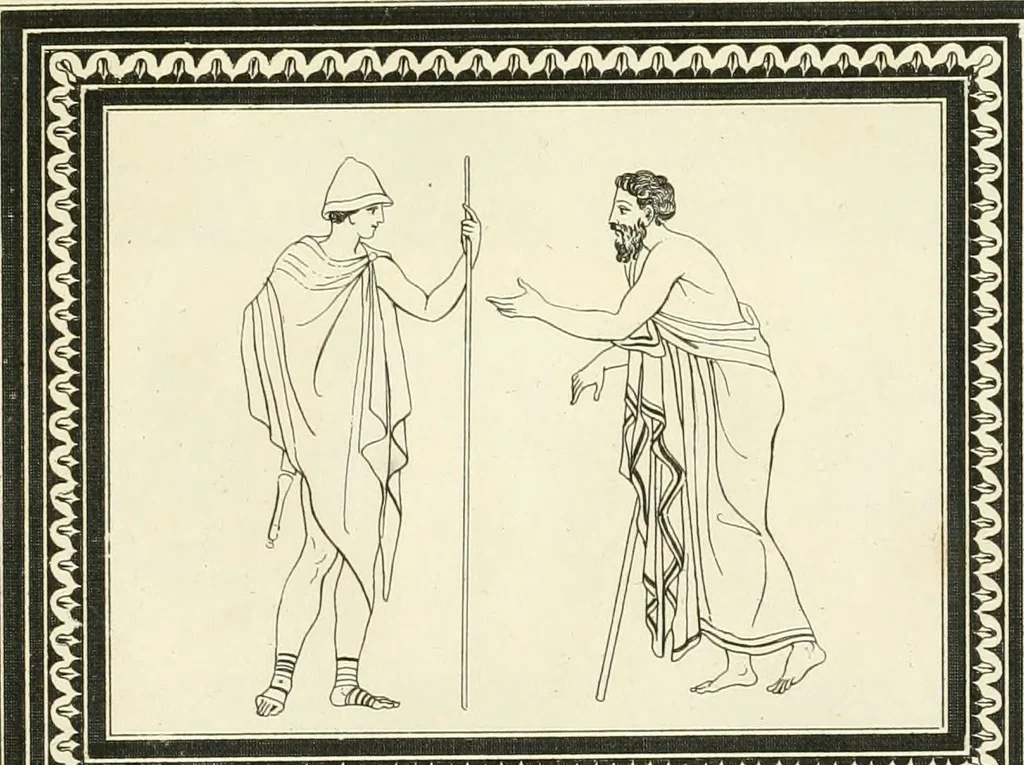An illustration from Outlines from the figures and compositions upon the Greek, Roman, and Etruscan vases of the late Sir William Hamilton with engraved borders, 1804, leaf 94