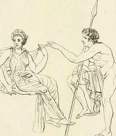 An illustration from Outlines from the figures and compositions upon the Greek, Roman, and Etruscan vases of the late Sir William Hamilton with engraved borders, 1804, leaf 96