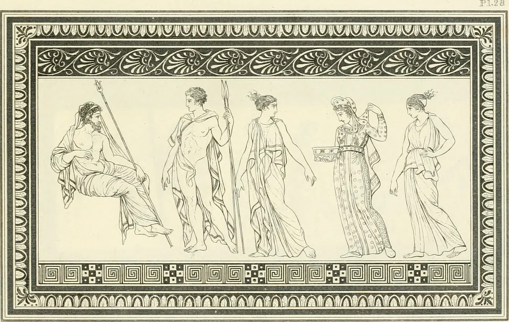 An illustration from Outlines from the figures and compositions upon the Greek, Roman, and Etruscan vases of the late Sir William Hamilton with engraved borders, 1804, leaf 98