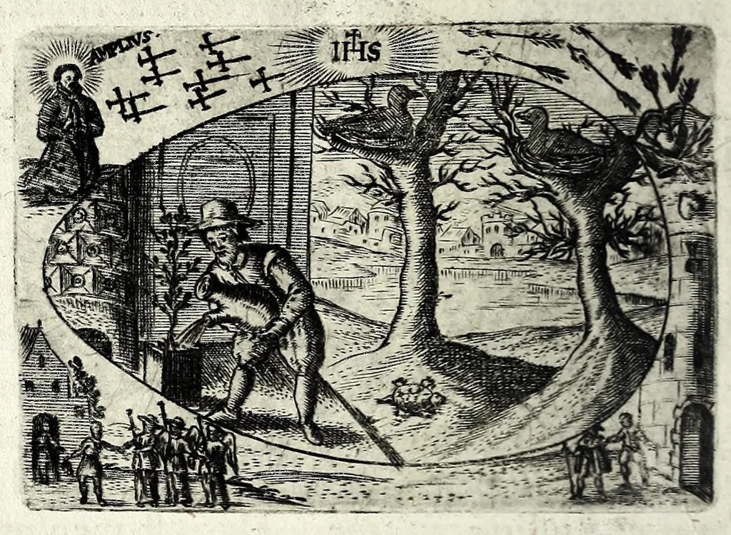 An illustration from Ova Paschalia sacro emblemate inscripta descriptaq[ue], 1635, leaf 182