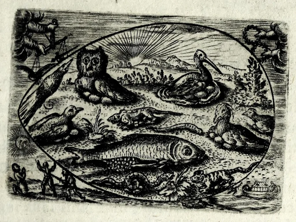 An illustration from Ova Paschalia sacro emblemate inscripta descriptaq[ue], 1635, leaf 75