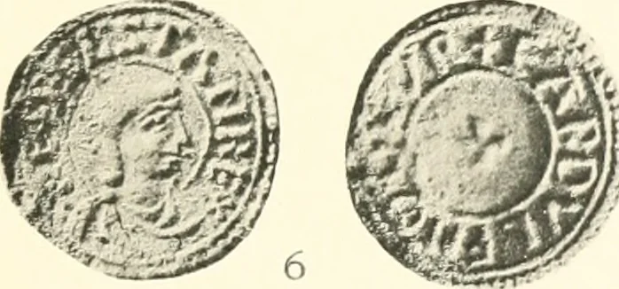 An illustration from Oxford silver pennies from A.D.925-A.D.1272, 1904, leaf 148