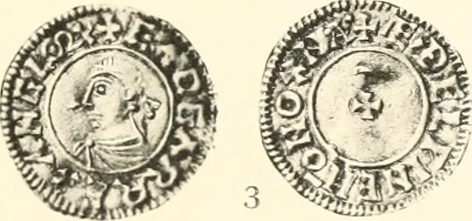 An illustration from Oxford silver pennies from A.D.925-A.D.1272, 1904, leaf 150