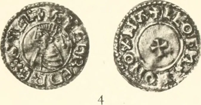 An illustration from Oxford silver pennies from A.D.925-A.D.1272, 1904, leaf 152
