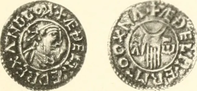 An illustration from Oxford silver pennies from A.D.925-A.D.1272, 1904, leaf 152