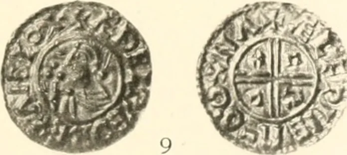 An illustration from Oxford silver pennies from A.D.925-A.D.1272, 1904, leaf 152