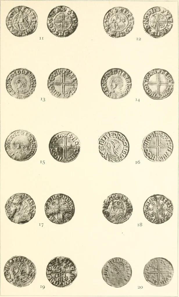 An illustration from Oxford silver pennies from A.D.925-A.D.1272, 1904, leaf 154