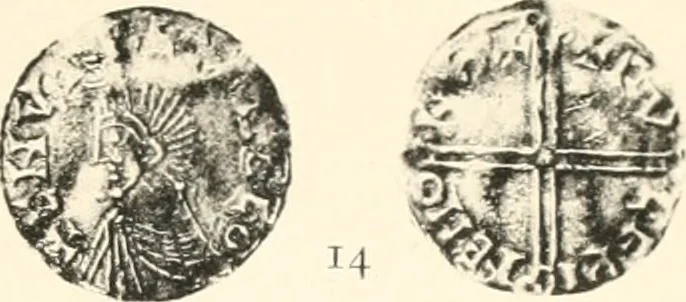 An illustration from Oxford silver pennies from A.D.925-A.D.1272, 1904, leaf 158