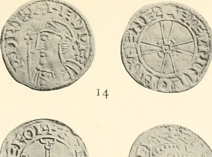 An illustration from Oxford silver pennies from A.D.925-A.D.1272, 1904, leaf 164