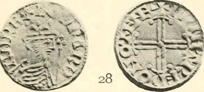 An illustration from Oxford silver pennies from A.D.925-A.D.1272, 1904, leaf 166