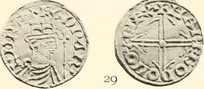 An illustration from Oxford silver pennies from A.D.925-A.D.1272, 1904, leaf 166