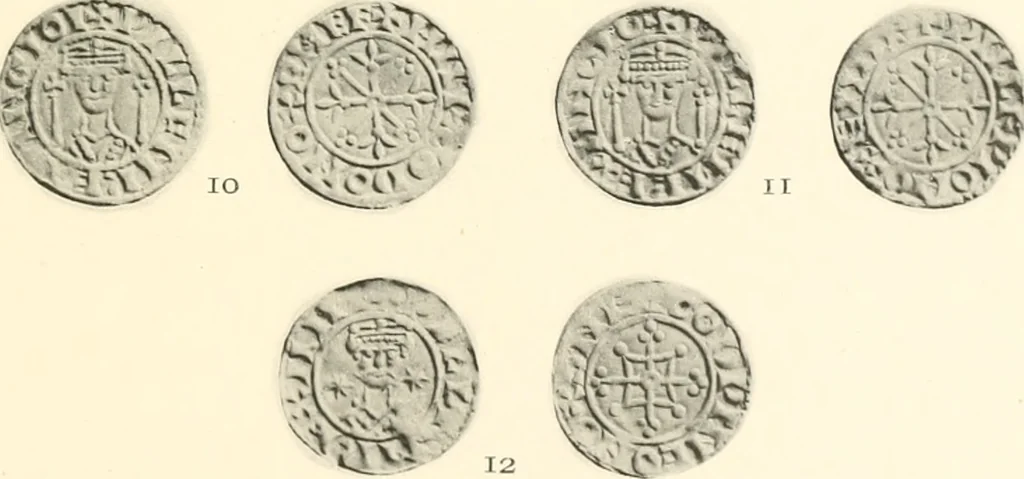 An illustration from Oxford silver pennies from A.D.925-A.D.1272, 1904, leaf 168