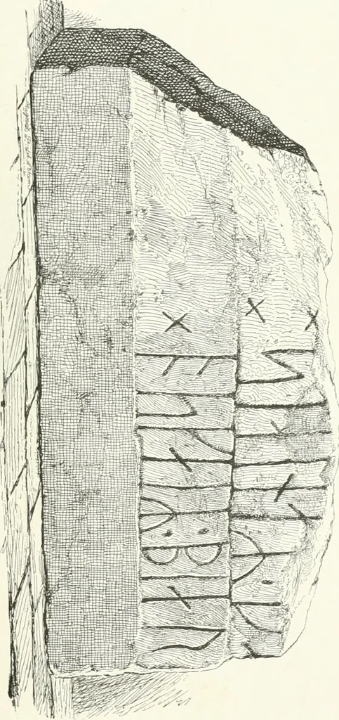 An illustration from De danske runemindesmaerker, forklarede, 1864, leaf 104