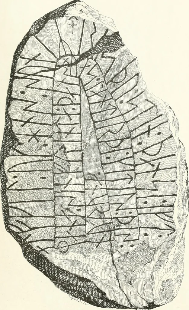 An illustration from De danske runemindesmaerker, forklarede, 1864, leaf 114