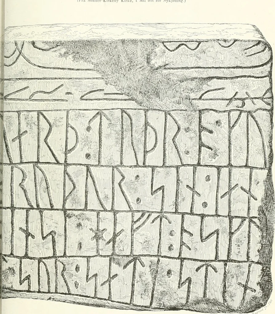 An illustration from De danske runemindesmaerker, forklarede, 1864, leaf 130