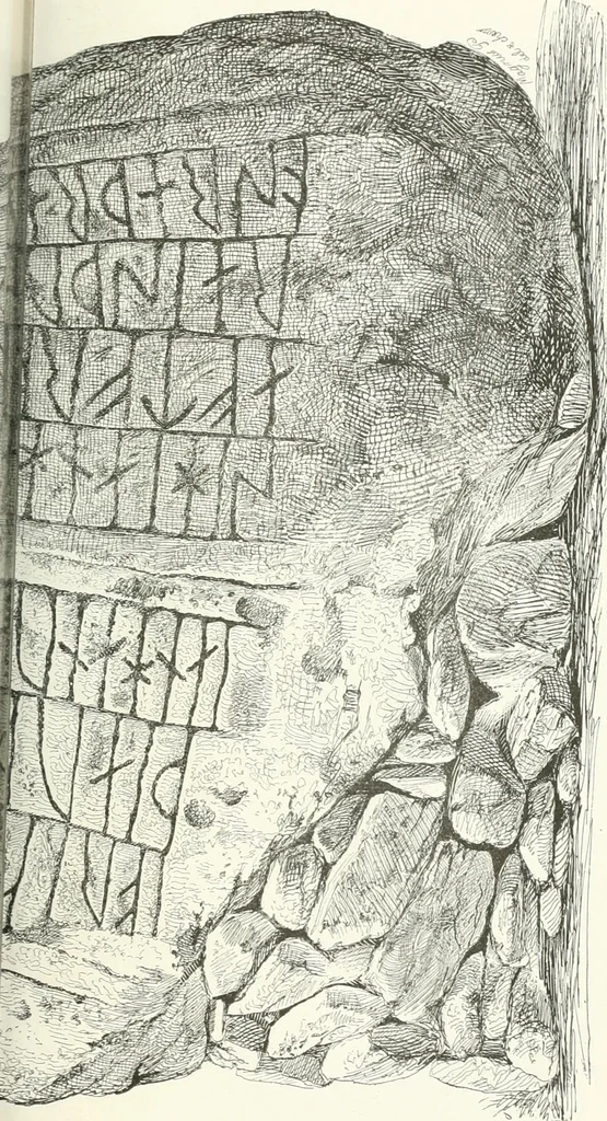 An illustration from De danske runemindesmaerker, forklarede, 1864, leaf 138