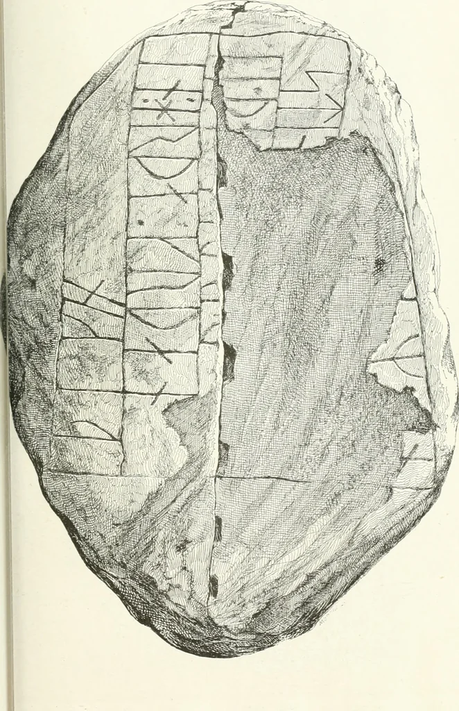 An illustration from De danske runemindesmaerker, forklarede, 1864, leaf 140