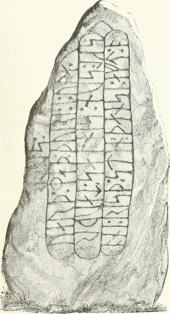 An illustration from De danske runemindesmaerker, forklarede, 1864, leaf 144