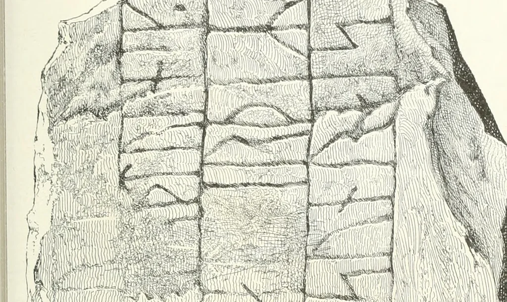 An illustration from De danske runemindesmaerker, forklarede, 1864, leaf 146