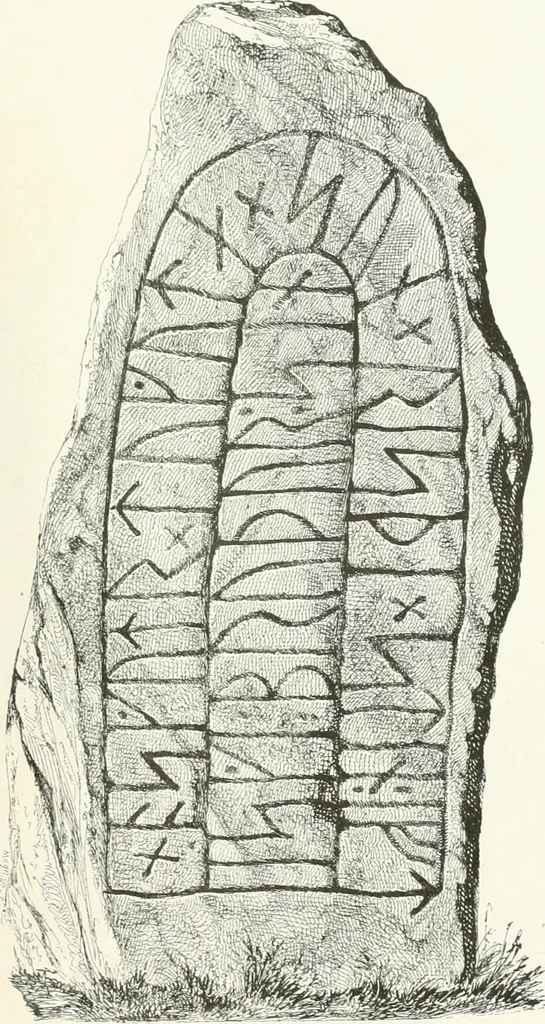 An illustration from De danske runemindesmaerker, forklarede, 1864, leaf 150