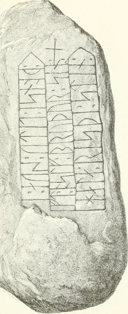 An illustration from De danske runemindesmaerker, forklarede, 1864, leaf 154