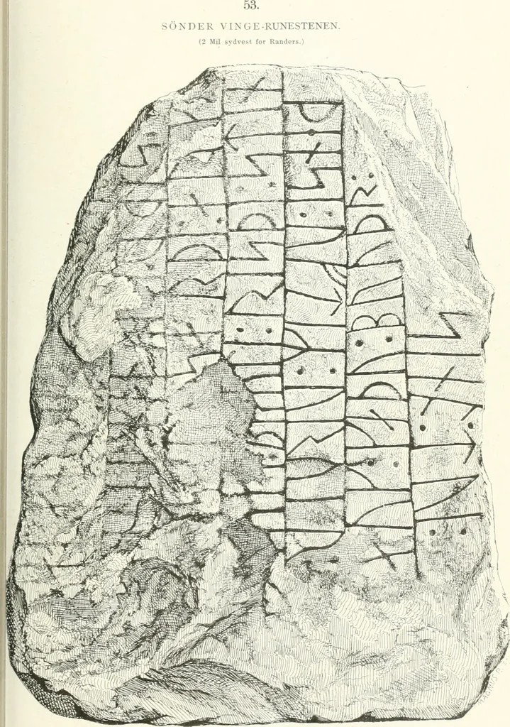 An illustration from De danske runemindesmaerker, forklarede, 1864, leaf 162