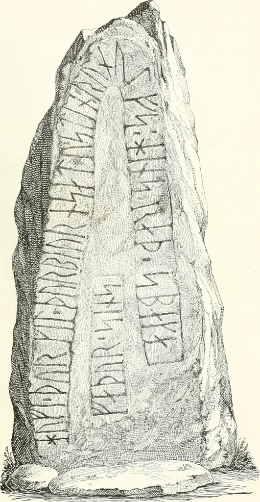 An illustration from De danske runemindesmaerker, forklarede, 1864, leaf 196