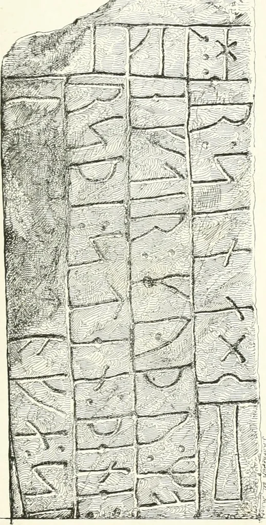 An illustration from De danske runemindesmaerker, forklarede, 1864, leaf 216