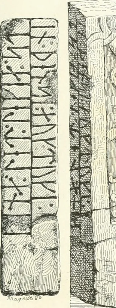 An illustration from De danske runemindesmaerker, forklarede, 1864, leaf 222