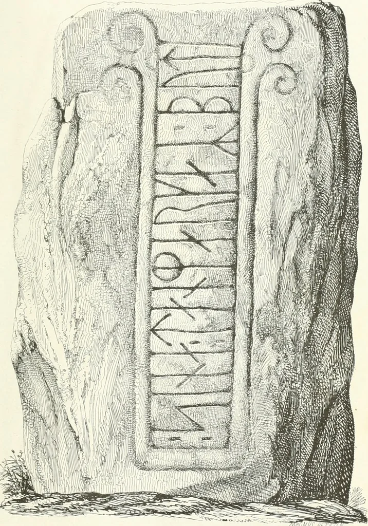 An illustration from De danske runemindesmaerker, forklarede, 1864, leaf 28