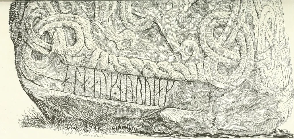 An illustration from De danske runemindesmaerker, forklarede, 1864, leaf 46