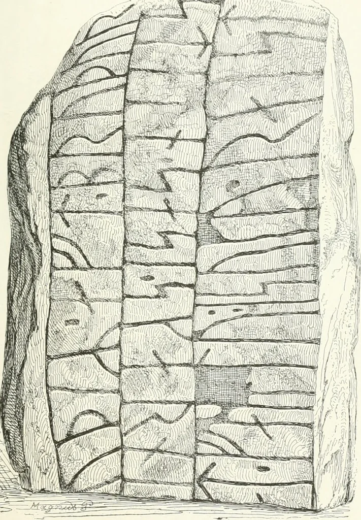 An illustration from De danske runemindesmaerker, forklarede, 1864, leaf 54