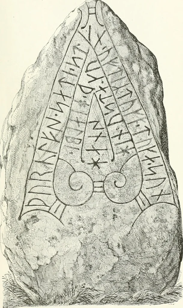 An illustration from De danske runemindesmaerker, forklarede, 1864, leaf 62