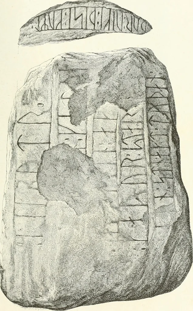 An illustration from De danske runemindesmaerker, forklarede, 1864, leaf 70