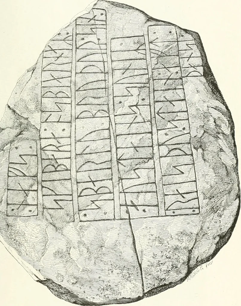 An illustration from De danske runemindesmaerker, forklarede, 1864, leaf 90