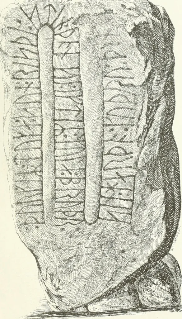 An illustration from De danske runemindesmaerker, forklarede, 1864, leaf 92