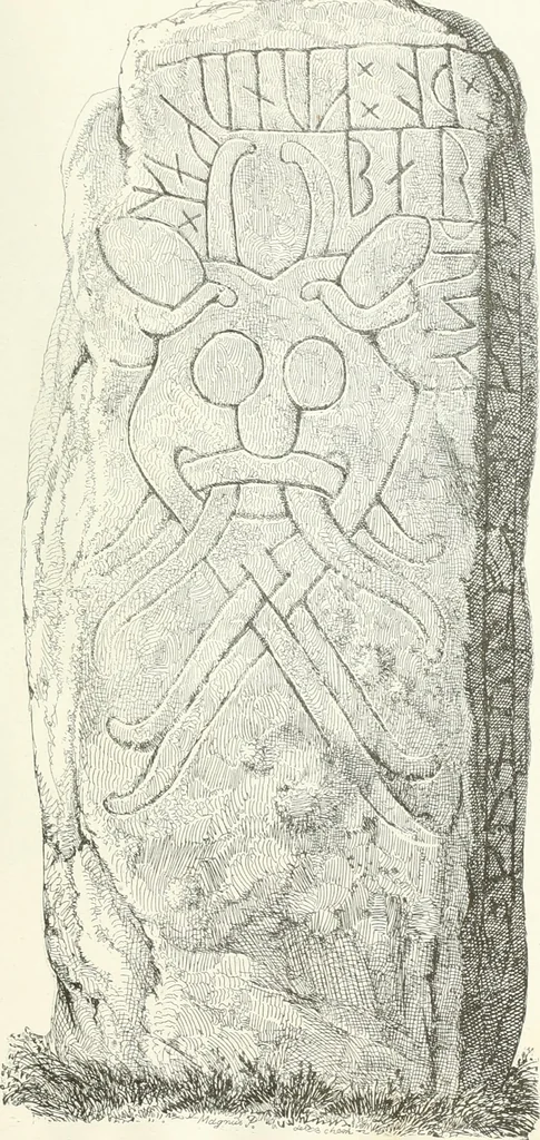 An illustration from De danske runemindesmaerker, forklarede, 1864, leaf 98