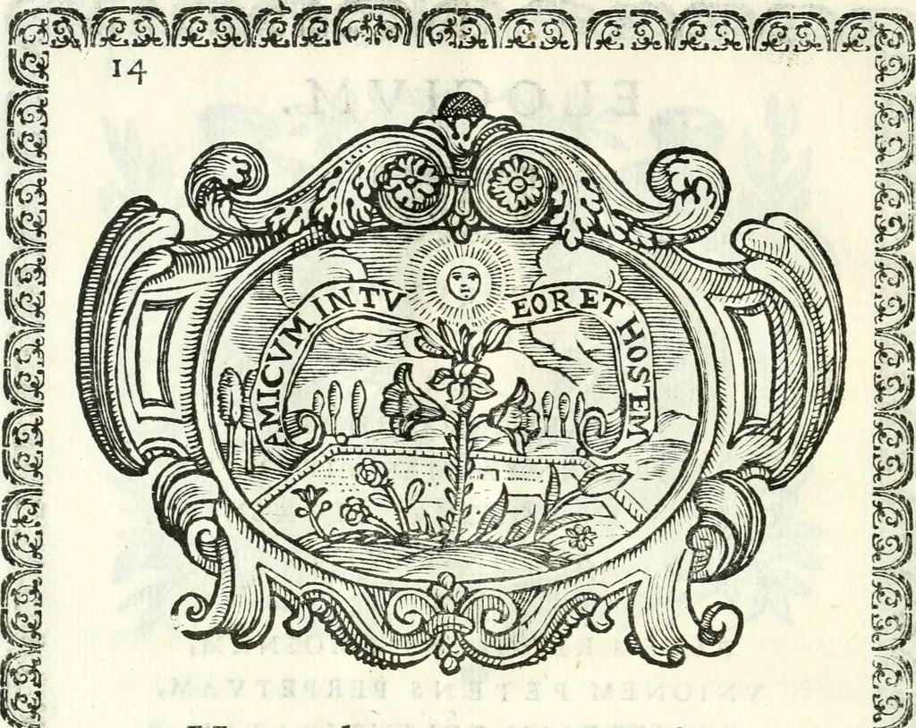 An illustration from Pacis aqvilam inter et lilia initae elogia, 1660, leaf 25