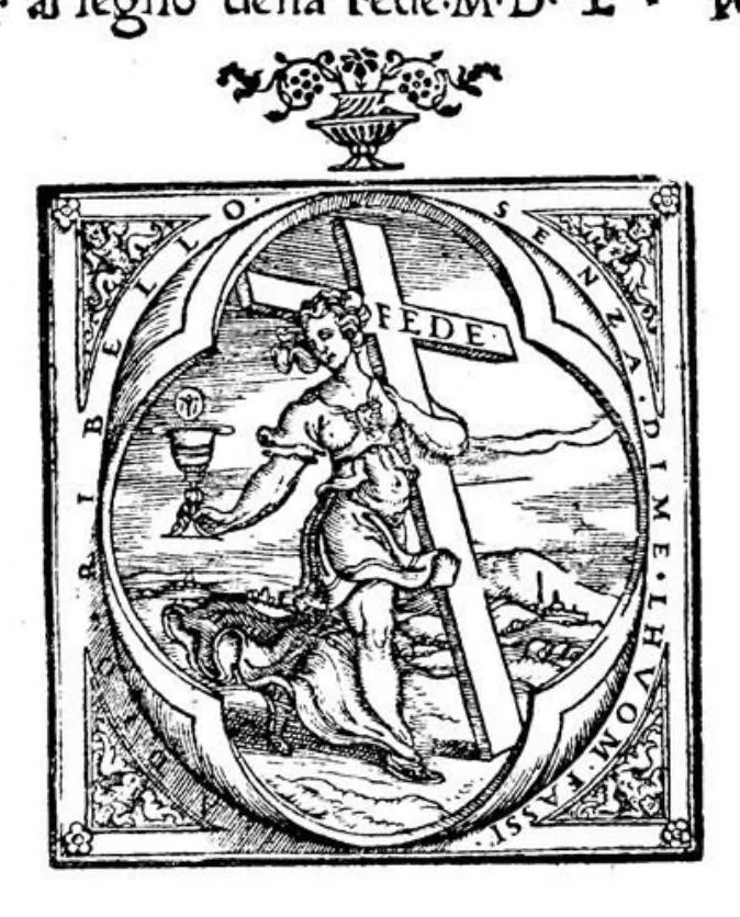 An illustration from L'honesto essempio del uertuoso desiderio che hanno le donne di nobil ingegno, circa la imparare i punti tagliati a fogliami, 1550, leaf 0