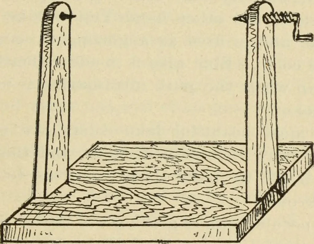 An illustration from The painters' encyclopædia. Containing definitions of all important words in the art of plain and artistic painting, with details of practice in coach, carriage, railway car, house, sign and ornamental painting, including graining, marbling ... and valuable hints and helps in scene painting, porcelain painting, plain painting, distemper painting, and all work in which a brush, pencil or palette is used, 1887, leaf 156