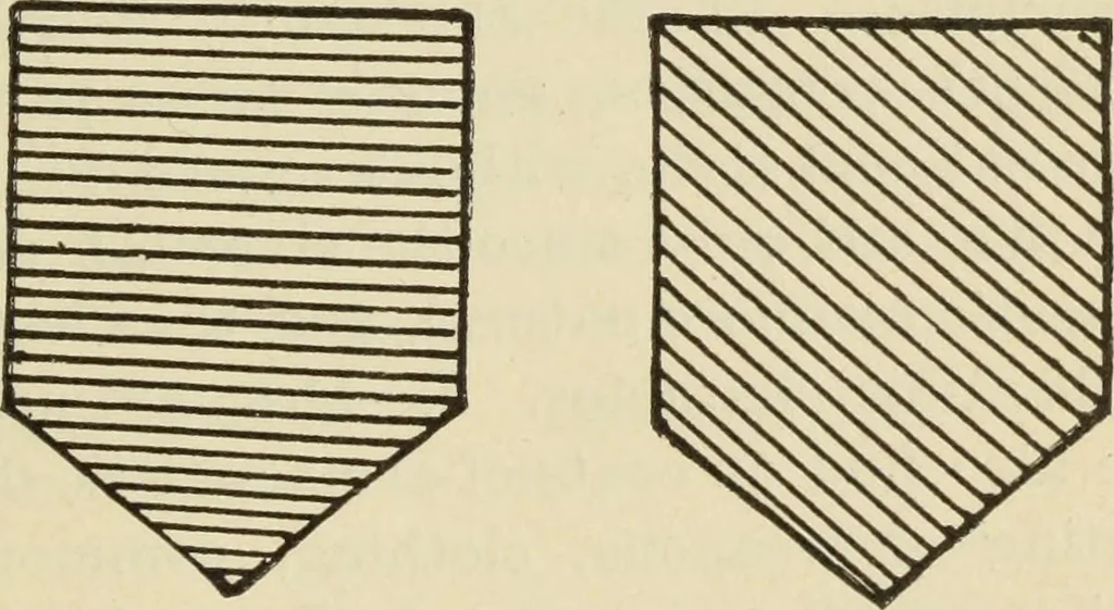 An illustration from The painters' encyclopædia. Containing definitions of all important words in the art of plain and artistic painting, with details of practice in coach, carriage, railway car, house, sign and ornamental painting, including graining, marbling ... and valuable hints and helps in scene painting, porcelain painting, plain painting, distemper painting, and all work in which a brush, pencil or palette is used, 1887, leaf 174