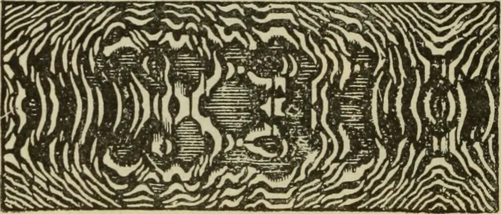An illustration from The painters' encyclopædia. Containing definitions of all important words in the art of plain and artistic painting, with details of practice in coach, carriage, railway car, house, sign and ornamental painting, including graining, marbling ... and valuable hints and helps in scene painting, porcelain painting, plain painting, distemper painting, and all work in which a brush, pencil or palette is used, 1887, leaf 243