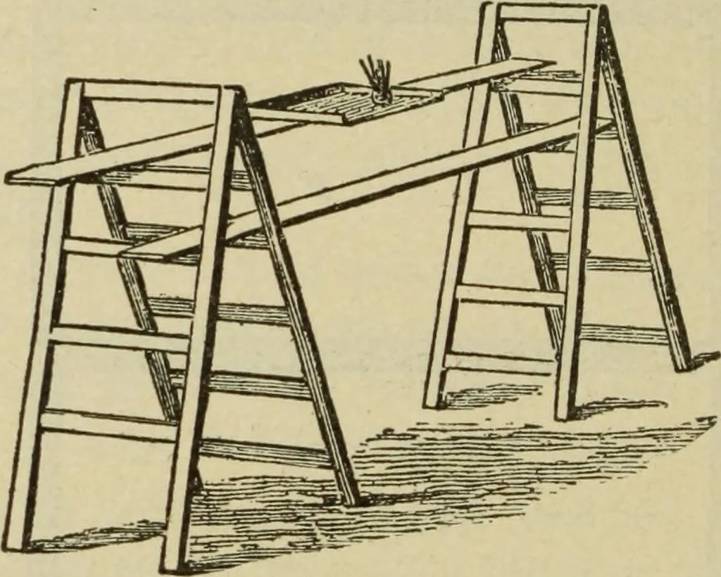 An illustration from The painters' encyclopædia. Containing definitions of all important words in the art of plain and artistic painting, with details of practice in coach, carriage, railway car, house, sign and ornamental painting, including graining, marbling ... and valuable hints and helps in scene painting, porcelain painting, plain painting, distemper painting, and all work in which a brush, pencil or palette is used, 1887, leaf 331