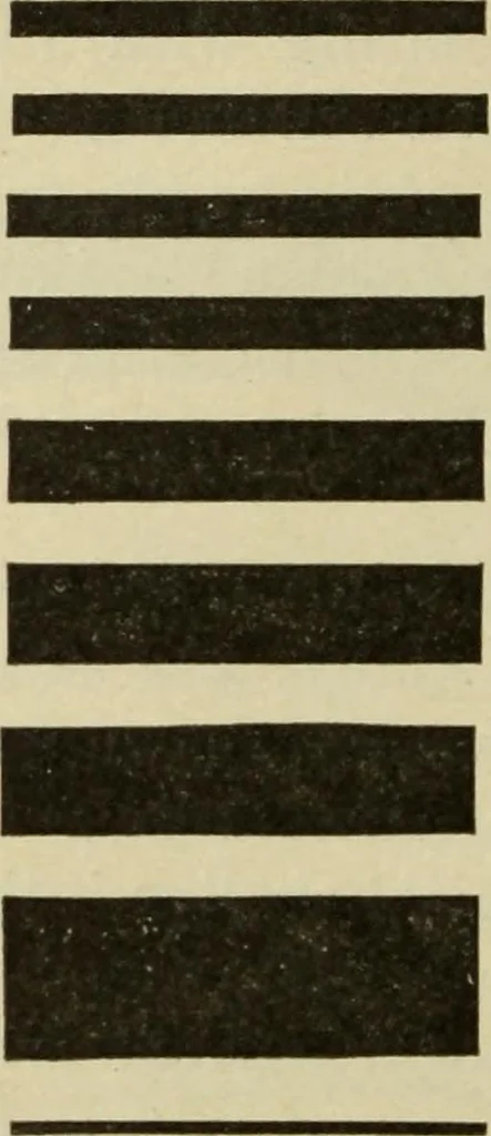 An illustration from The painters' encyclopædia. Containing definitions of all important words in the art of plain and artistic painting, with details of practice in coach, carriage, railway car, house, sign and ornamental painting, including graining, marbling ... and valuable hints and helps in scene painting, porcelain painting, plain painting, distemper painting, and all work in which a brush, pencil or palette is used, 1887, leaf 381
