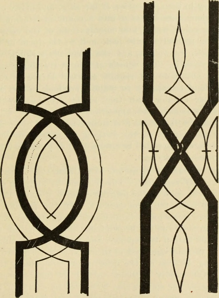 An illustration from The painters' encyclopædia. Containing definitions of all important words in the art of plain and artistic painting, with details of practice in coach, carriage, railway car, house, sign and ornamental painting, including graining, marbling ... and valuable hints and helps in scene painting, porcelain painting, plain painting, distemper painting, and all work in which a brush, pencil or palette is used, 1887, leaf 382