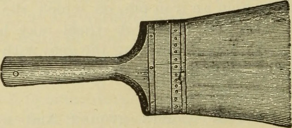An illustration from The painters' encyclopædia. Containing definitions of all important words in the art of plain and artistic painting, with details of practice in coach, carriage, railway car, house, sign and ornamental painting, including graining, marbling ... and valuable hints and helps in scene painting, porcelain painting, plain painting, distemper painting, and all work in which a brush, pencil or palette is used, 1887, leaf 417