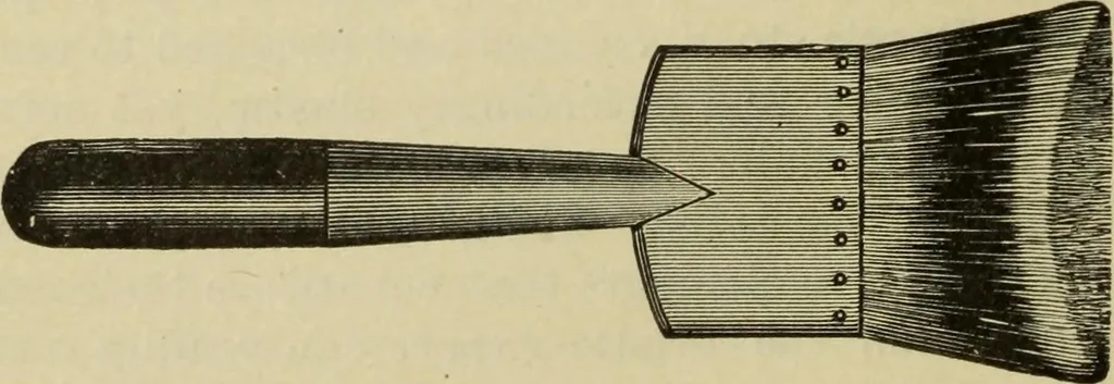 An illustration from The painters' encyclopædia. Containing definitions of all important words in the art of plain and artistic painting, with details of practice in coach, carriage, railway car, house, sign and ornamental painting, including graining, marbling ... and valuable hints and helps in scene painting, porcelain painting, plain painting, distemper painting, and all work in which a brush, pencil or palette is used, 1887, leaf 73