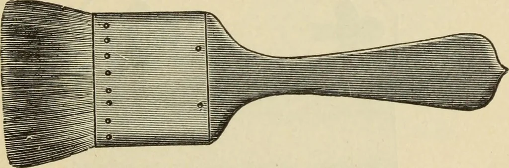 An illustration from The painters' encyclopædia. Containing definitions of all important words in the art of plain and artistic painting, with details of practice in coach, carriage, railway car, house, sign and ornamental painting, including graining, marbling ... and valuable hints and helps in scene painting, porcelain painting, plain painting, distemper painting, and all work in which a brush, pencil or palette is used, 1887, leaf 74